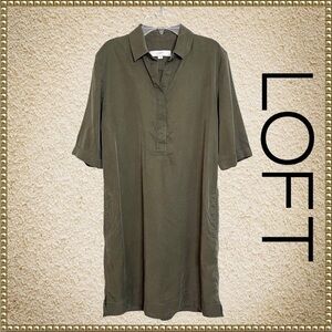 Loft Olive Green Lyocell Dress Small